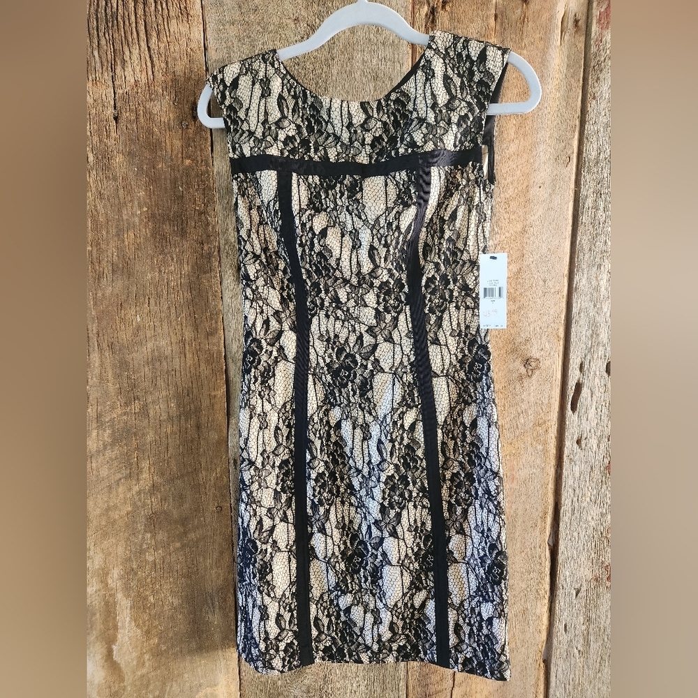 Black and tan lace dress |American Living NWT Size 4 knee length dress
